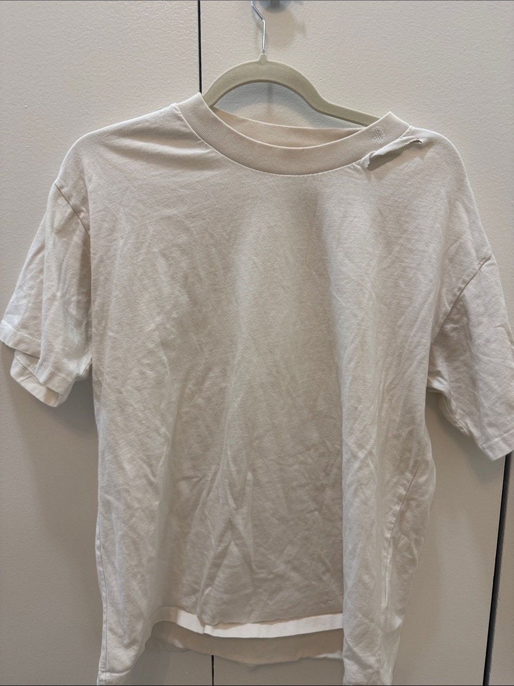 Anine Bing Off-White Crew Neck Short Sleeve Tee